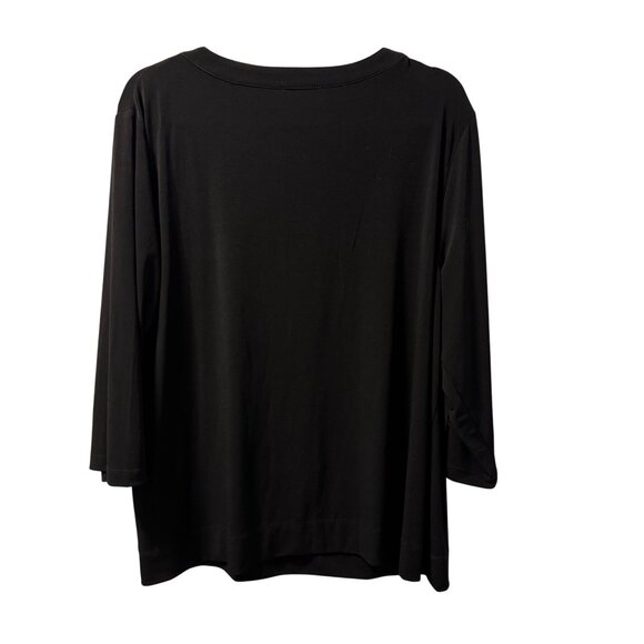 Tahari Woman Black 3/4 Sleeve Zip Front Top Sz 2X blouse - Picture 12 of 12